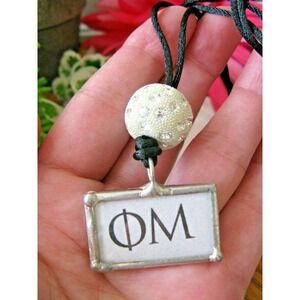 New Phi Mu Sorority Beaded Pendant Necklace - Great Big/Little Gift!